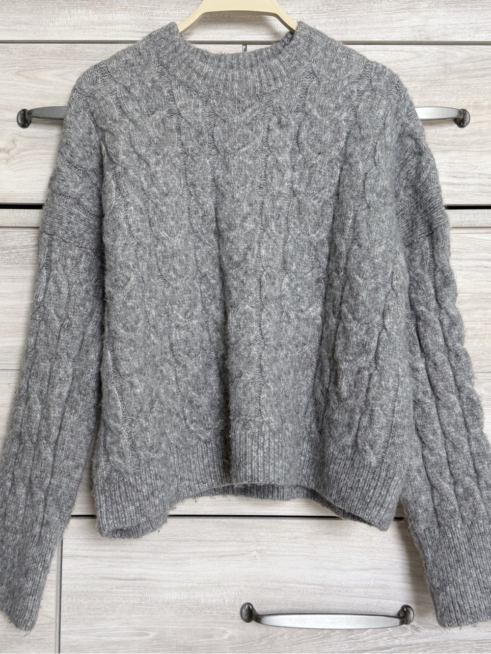 Abercrombie Cable Knit Wedge Sweater Wool Blend Grey Size Medium